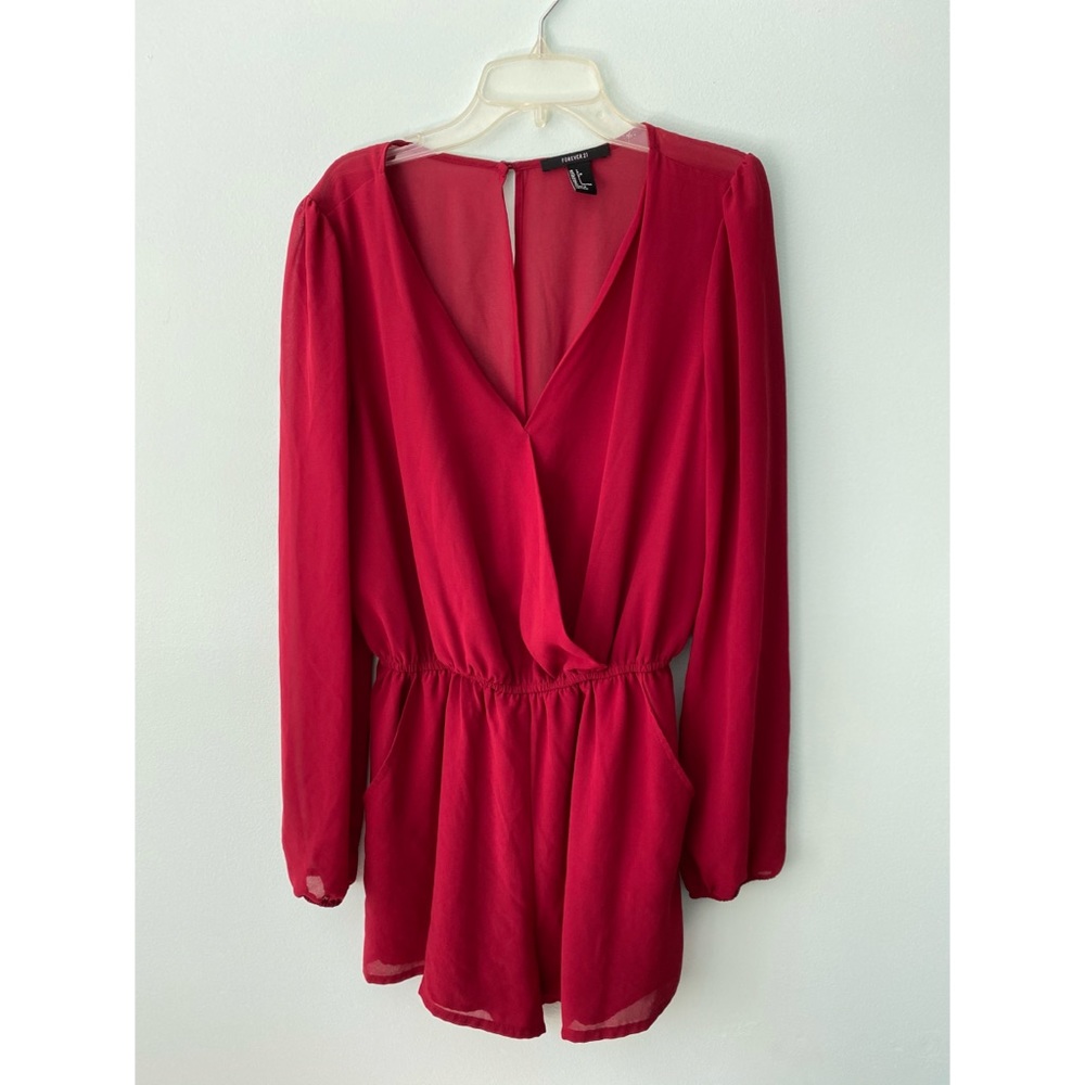 Red long sleeve romper